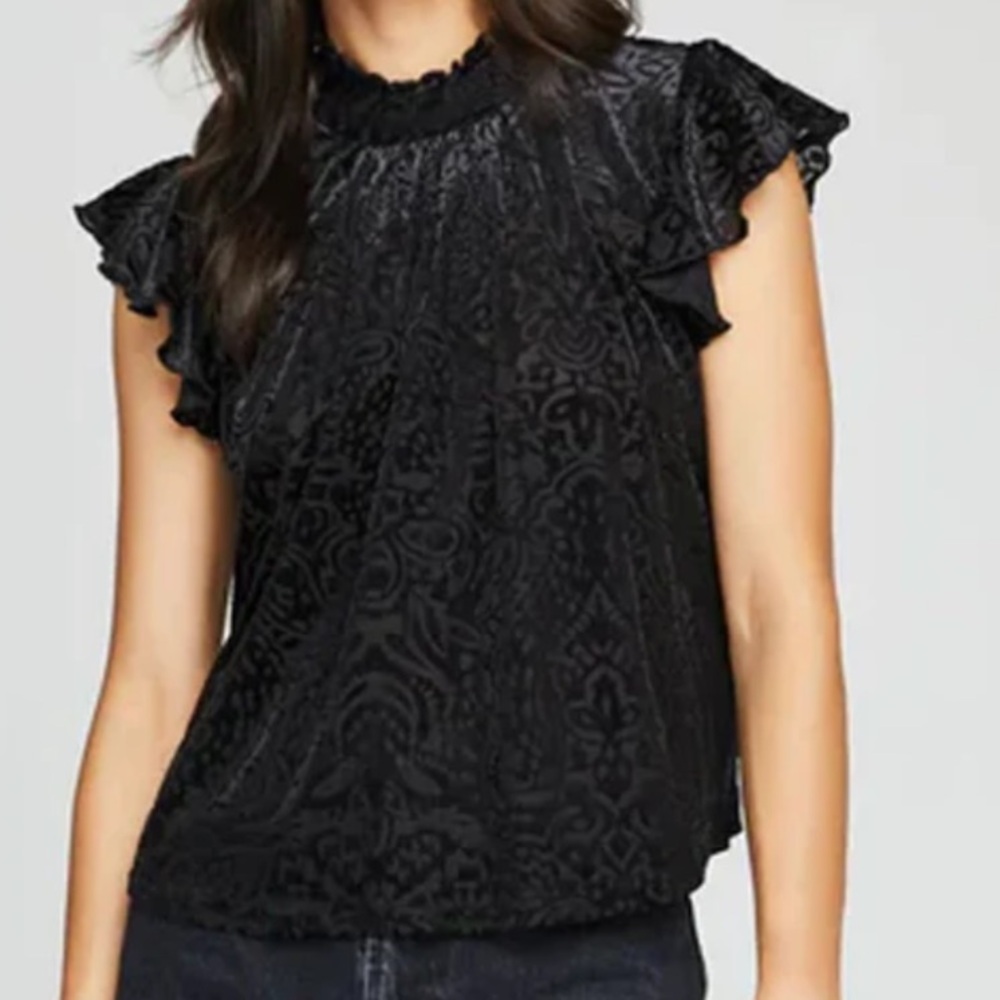 Gentle Fawn burnout top with ruffle sleeves small